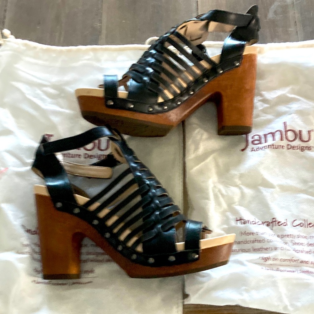 Jambu Black and Brown Platform Sandals
